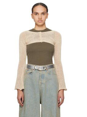 OPEN YY SSENSE Exclusive Bolero Cardigan (Beige, size 3)